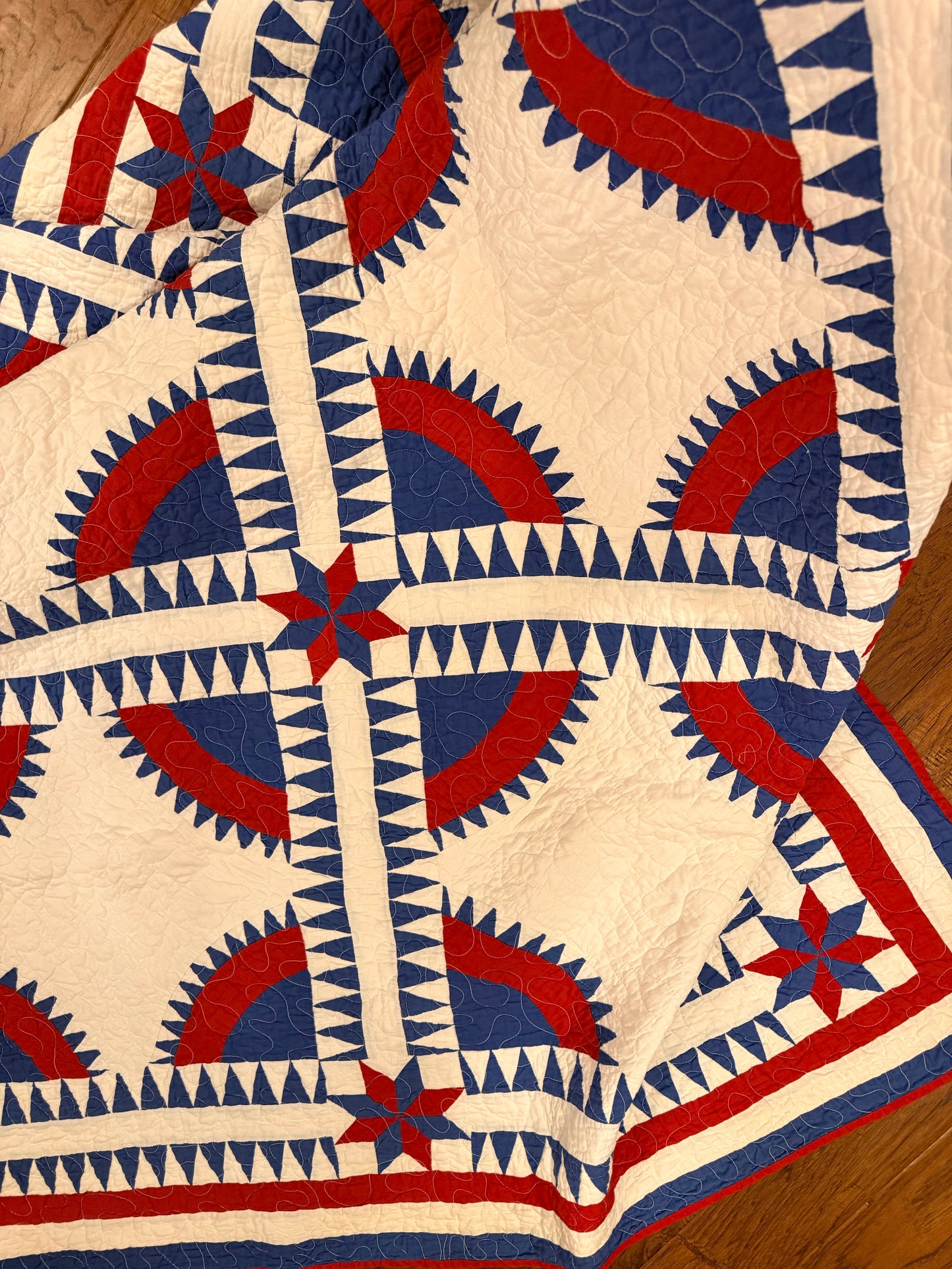 Rocky Mountain Road Vintage Quilt-Red, White and Blue