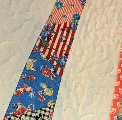 Delightful String Stars Vintage Quilt