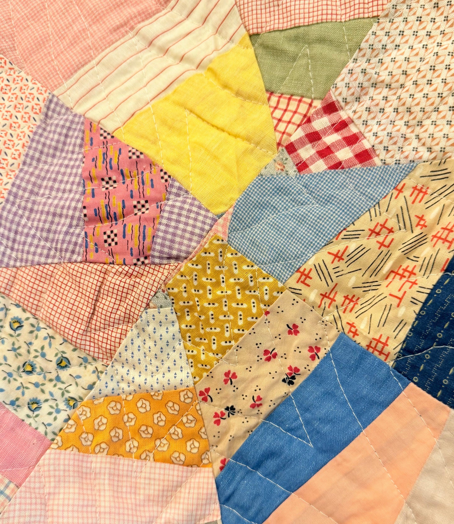 Delightful String Stars Vintage Quilt