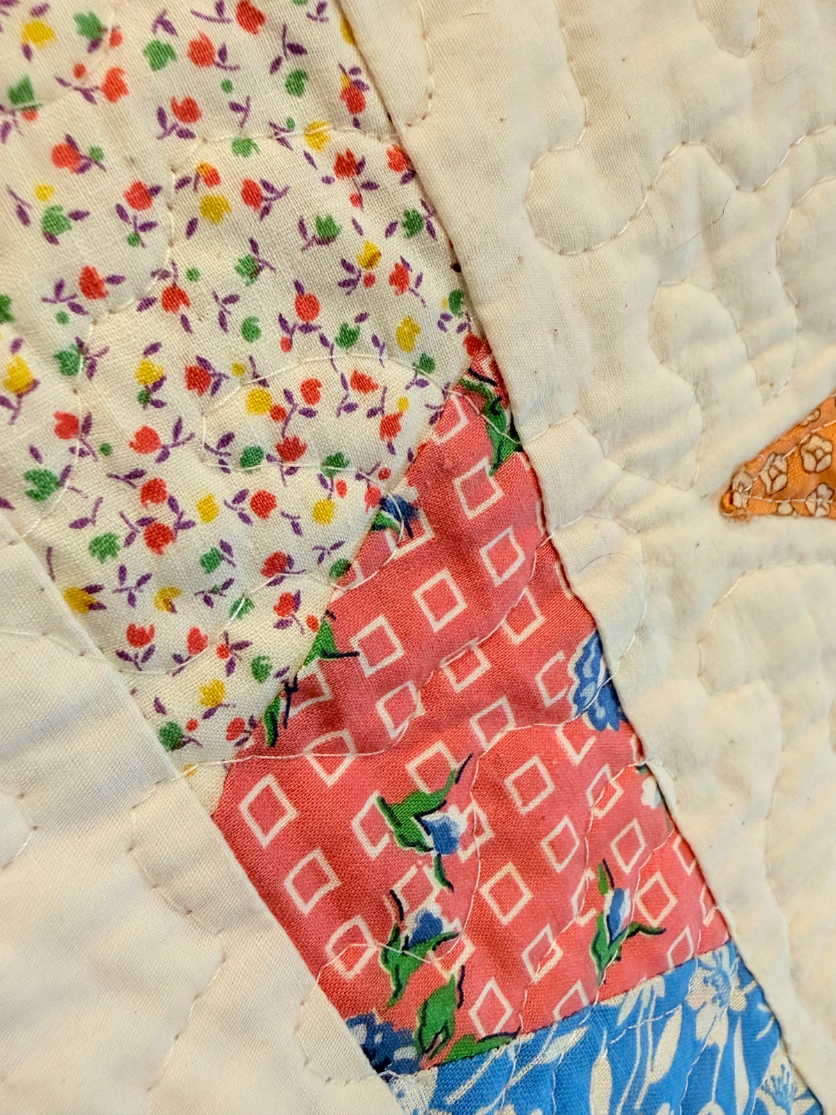 Delightful String Stars Vintage Quilt