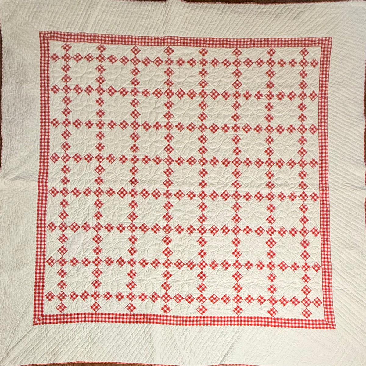 Charming Red and White 9 Patch on Point Quilt