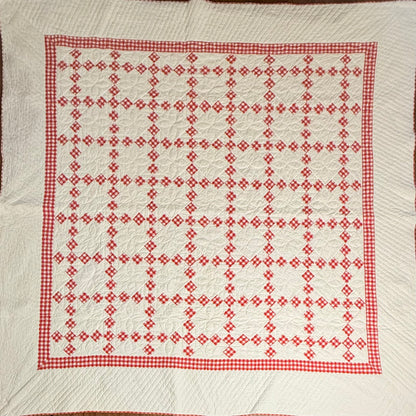 Charming Red and White 9 Patch on Point Quilt