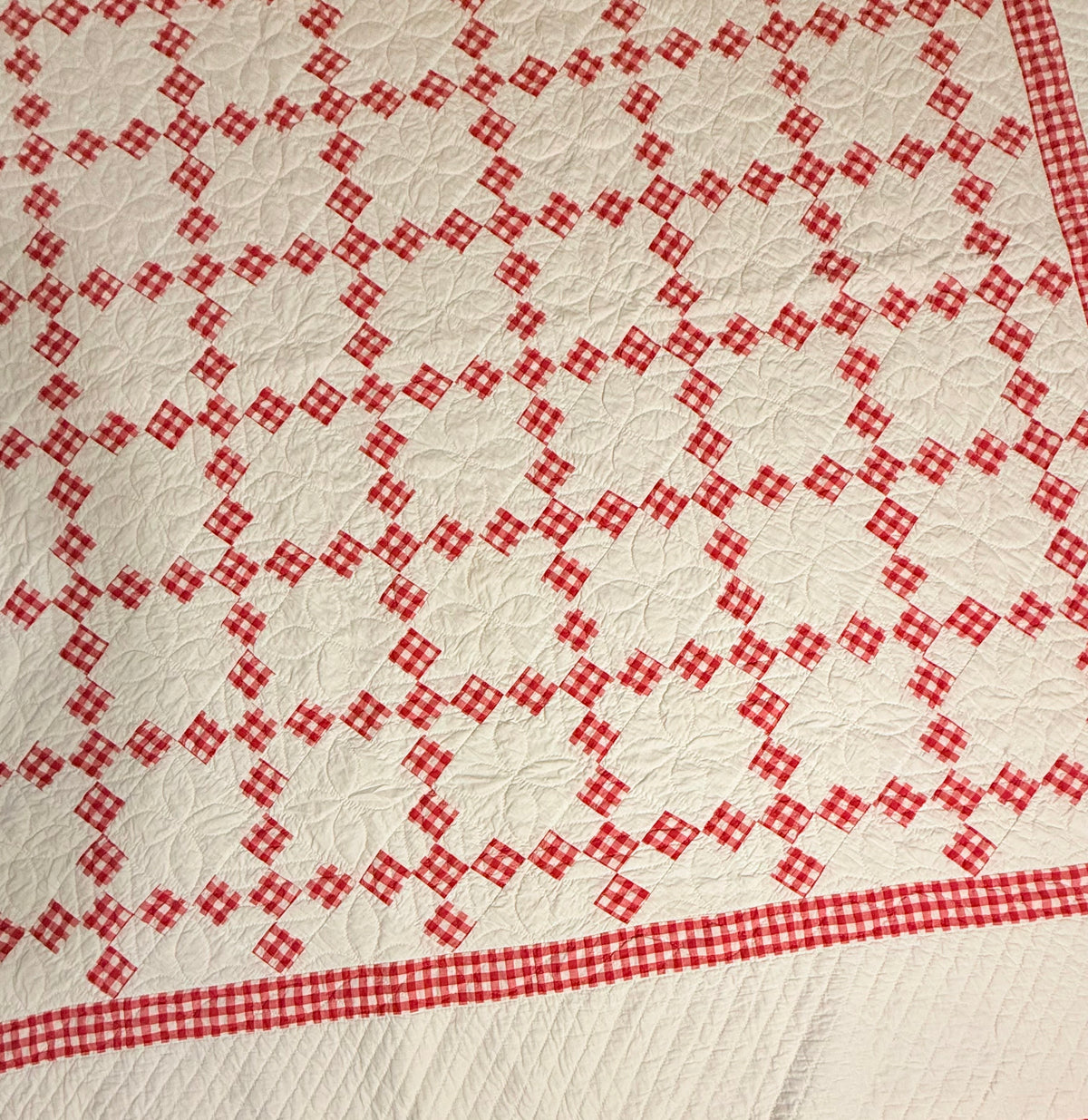 Charming Red and White 9 Patch on Point Quilt