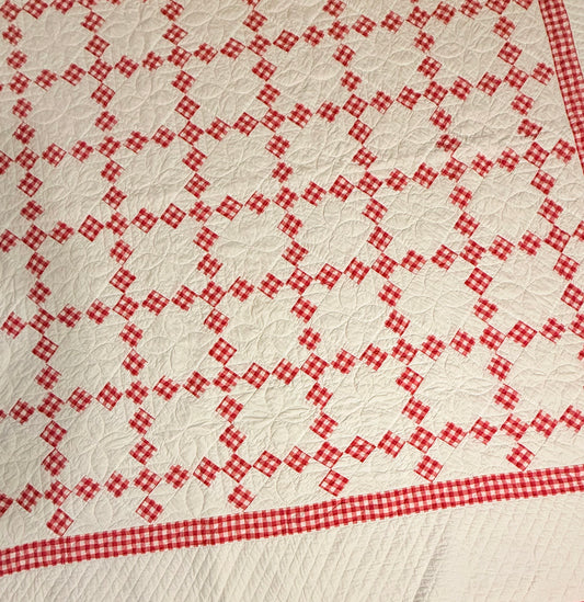 Charming Red and White 9 Patch on Point Quilt