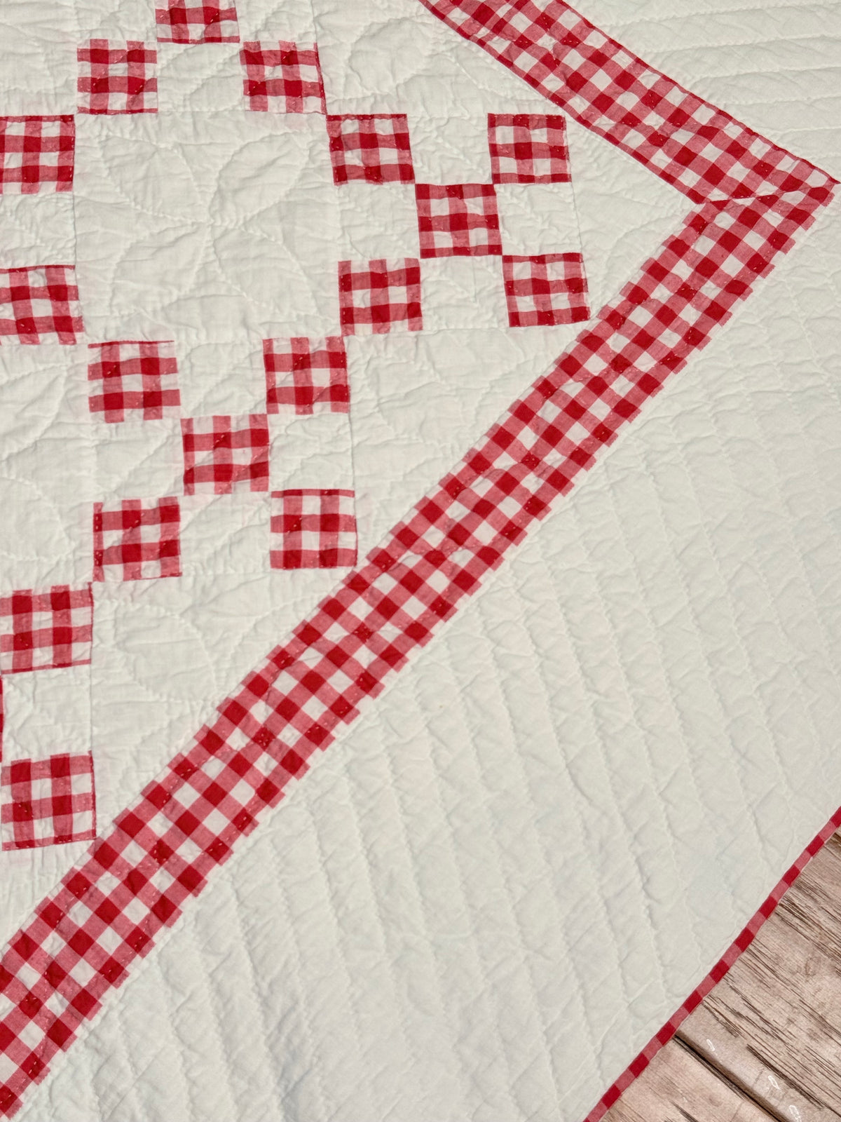 Charming Red and White 9 Patch on Point Quilt