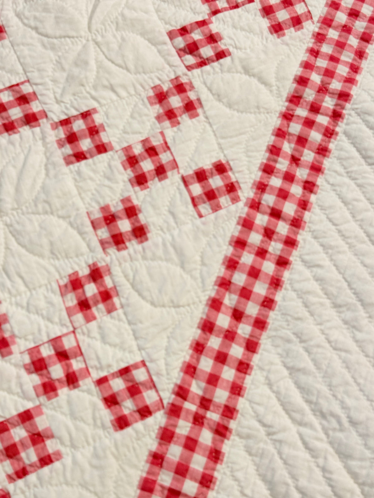 Charming Red and White 9 Patch on Point Quilt
