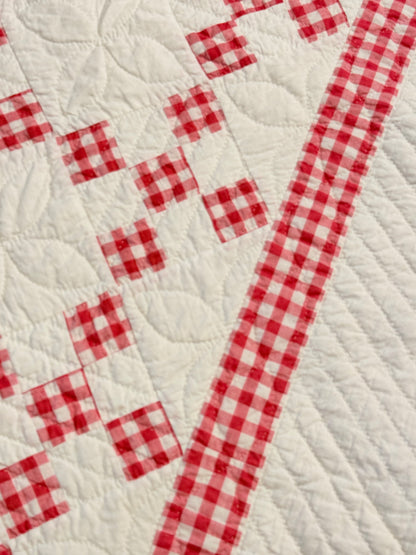 Charming Red and White 9 Patch on Point Quilt