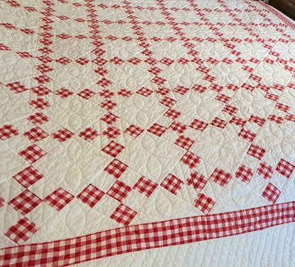 Charming Red and White 9 Patch on Point Quilt