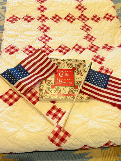 Charming Red and White 9 Patch on Point Quilt