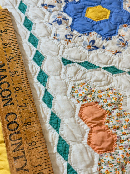 Colorful Grannies Flower Garden Quilt