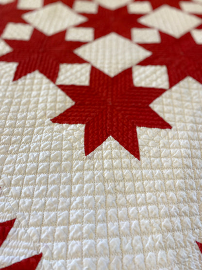 8 Point Touching Stars Quilt with Diamonds Border - Sold