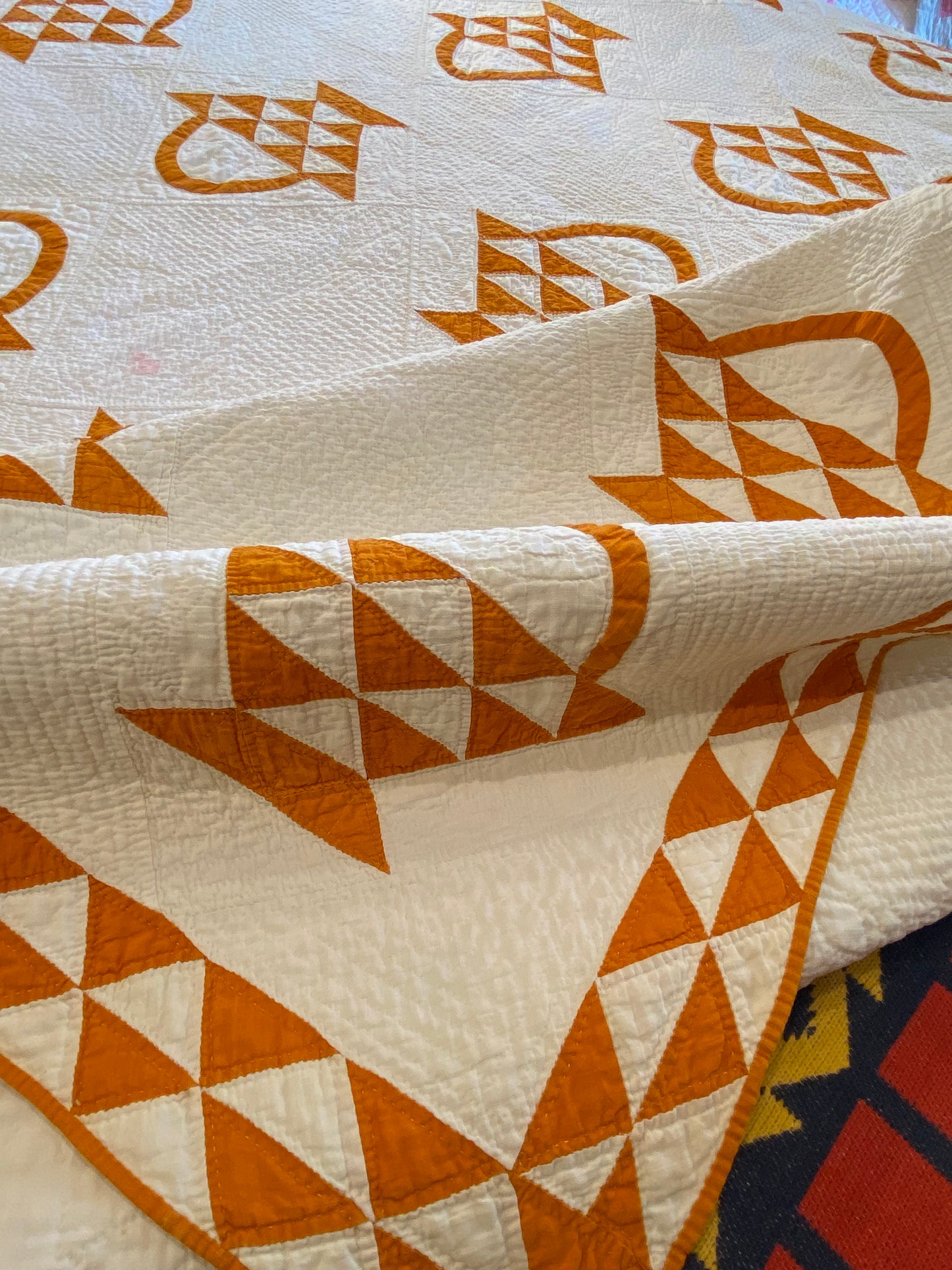 Basket of Cheddar Quilt with a Double Sawtooth Border