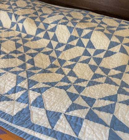 Pinwheel Stars in Blue and White - Crib/Youth Quilt