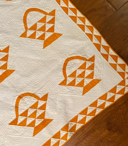 Basket of Cheddar Quilt with a Double Sawtooth Border