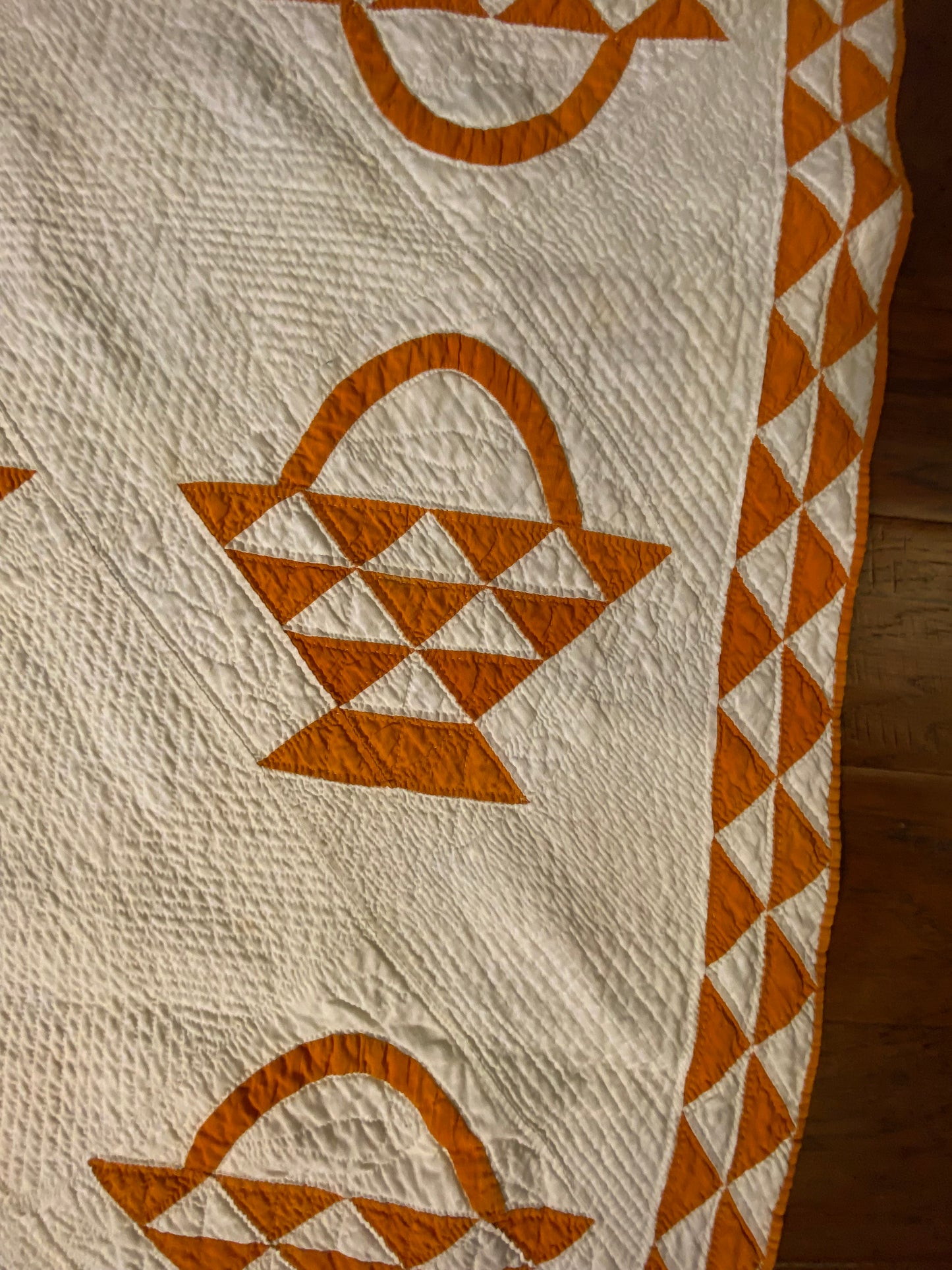 Basket of Cheddar Quilt with a Double Sawtooth Border