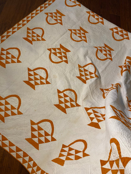 Basket of Cheddar Quilt with a Double Sawtooth Border