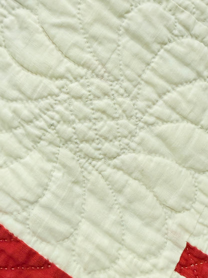 Incredible Red and White Small Scale Double 9 Patch Quilt