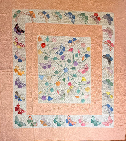 Outstanding Appliqué of Butterflies and Florals Quilt