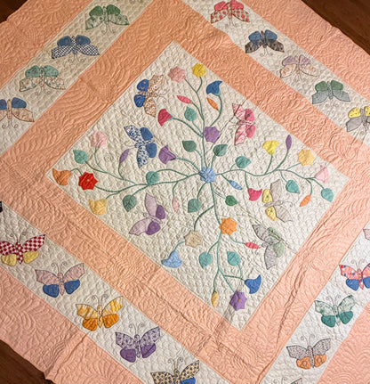Outstanding Appliqué of Butterflies and Florals Quilt