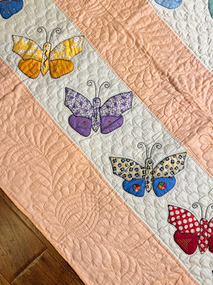 Outstanding Appliqué of Butterflies and Florals Quilt
