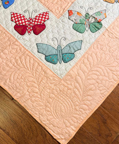 Outstanding Appliqué of Butterflies and Florals Quilt