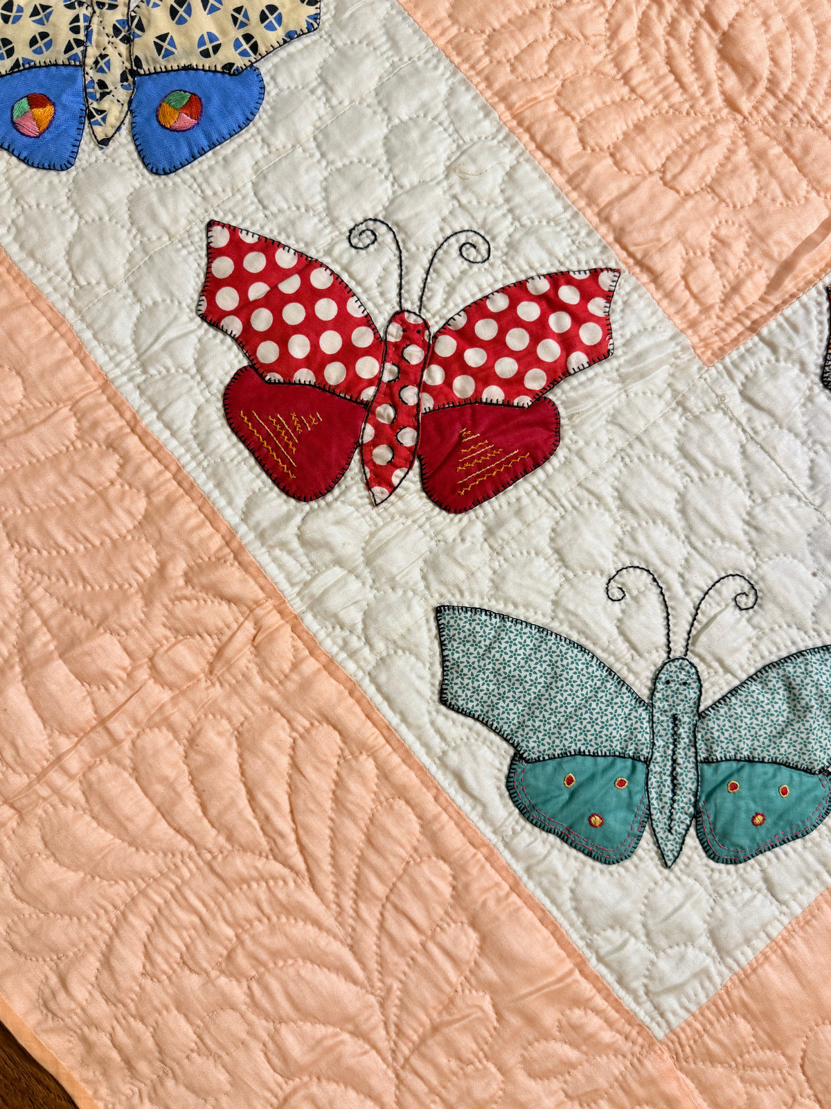 Outstanding Appliqué of Butterflies and Florals Quilt