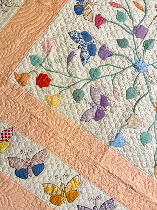 Outstanding Appliqué of Butterflies and Florals Quilt