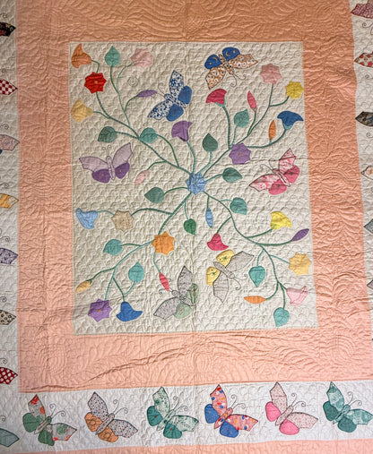 Outstanding Appliqué of Butterflies and Florals Quilt