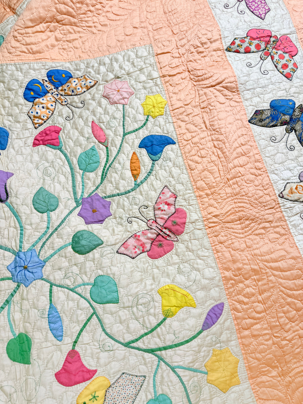 Outstanding Appliqué of Butterflies and Florals Quilt