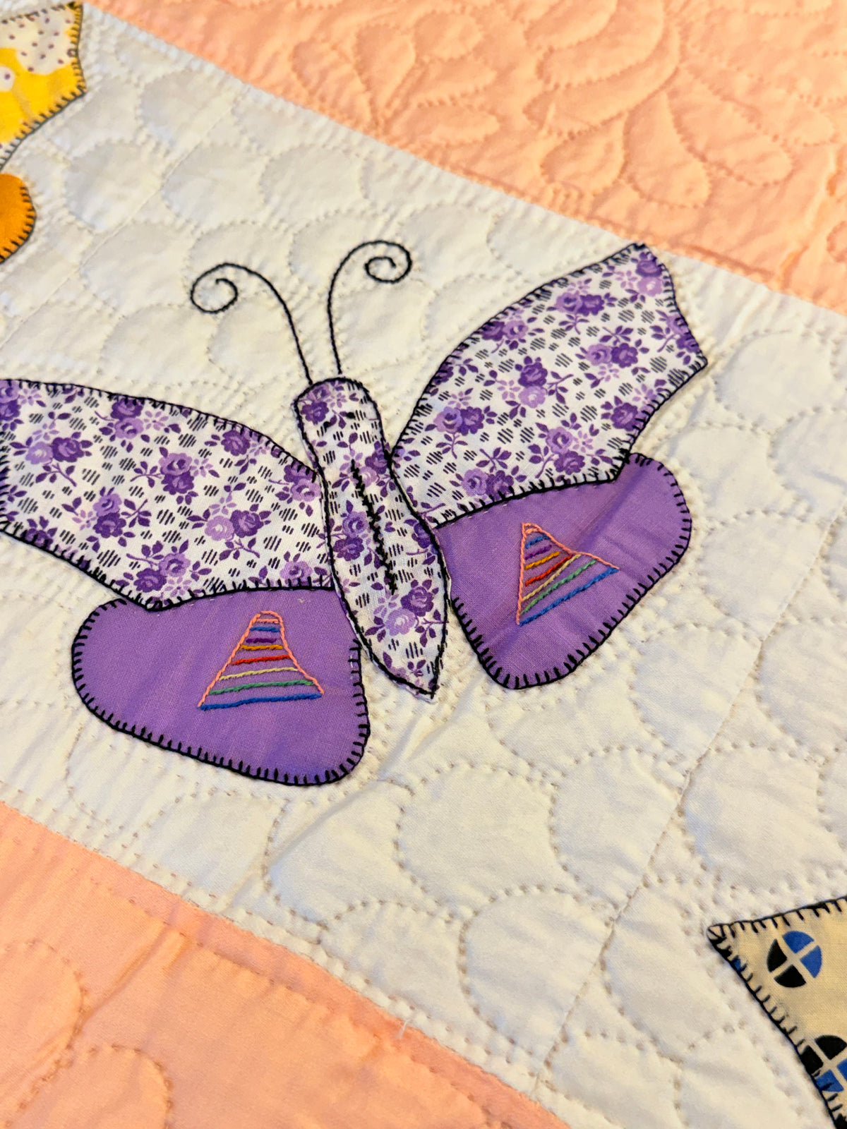 Outstanding Appliqué of Butterflies and Florals Quilt