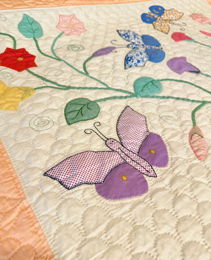 Outstanding Appliqué of Butterflies and Florals Quilt
