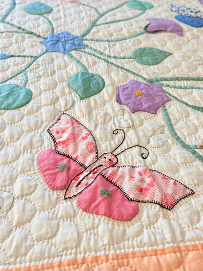 Outstanding Appliqué of Butterflies and Florals Quilt