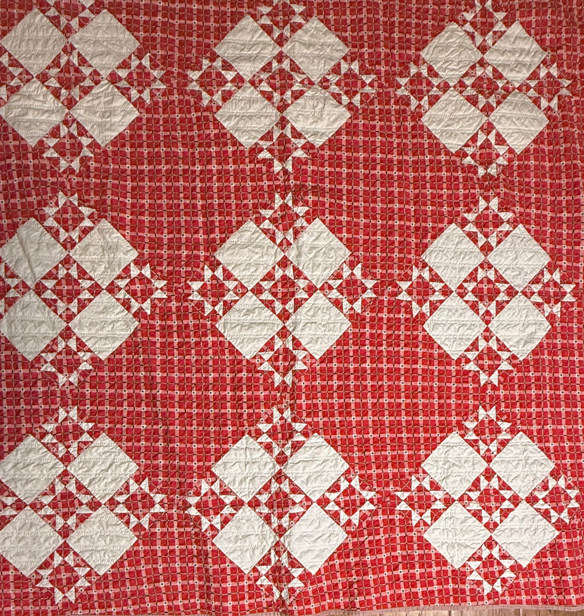 Small Scale Evening Stars in a 9 Patch Quilt