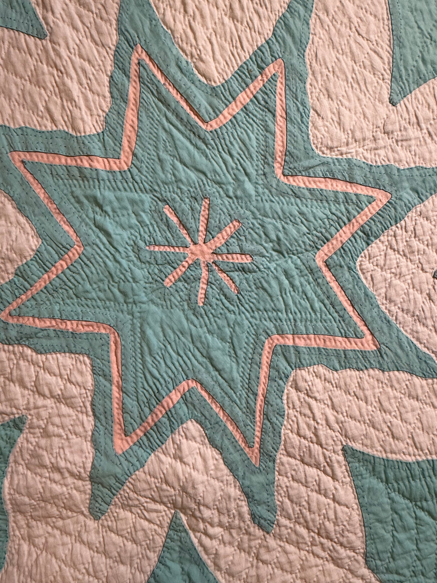Superb Princess Feather Plumes and Star Appliqué Quilt