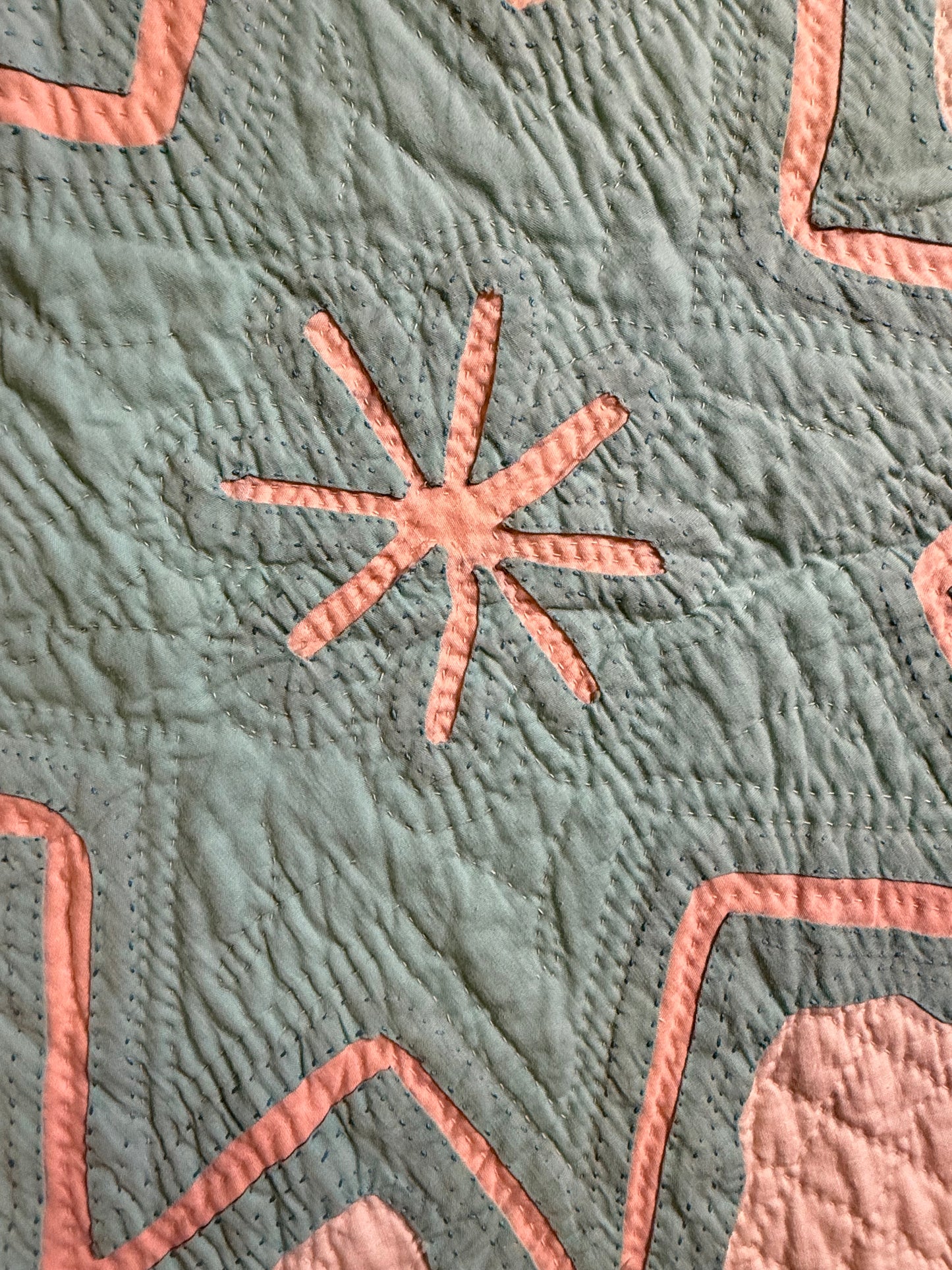 Superb Princess Feather Plumes and Star Appliqué Quilt