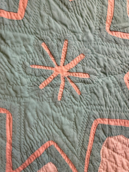 Superb Princess Feather Plumes and Star Appliqué Quilt