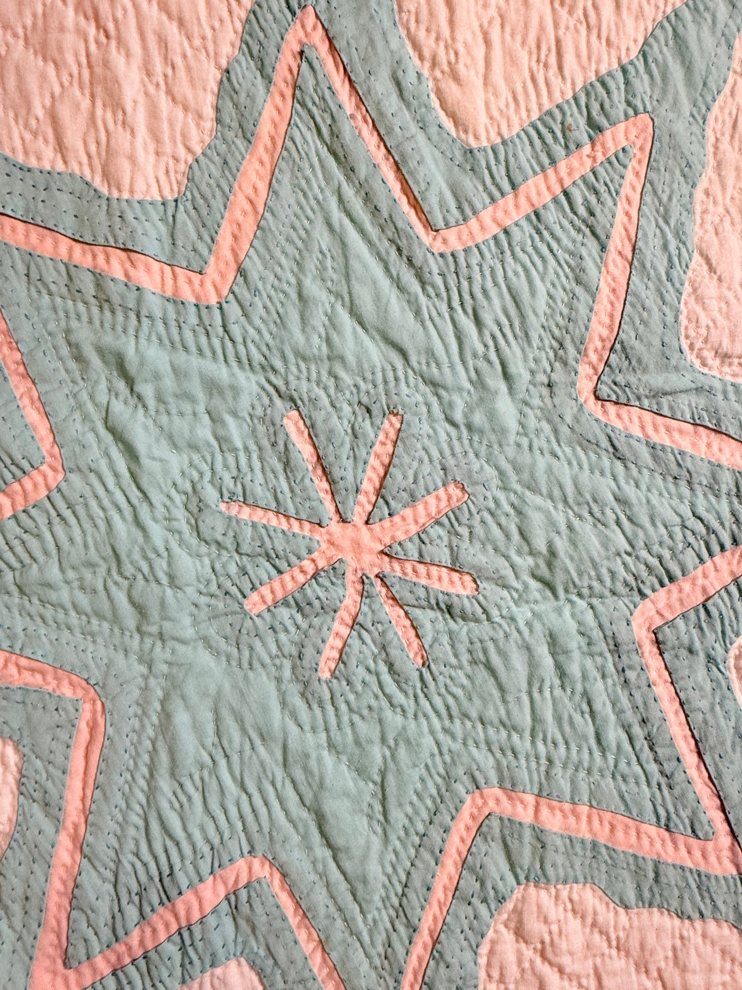 Superb Princess Feather Plumes and Star Appliqué Quilt