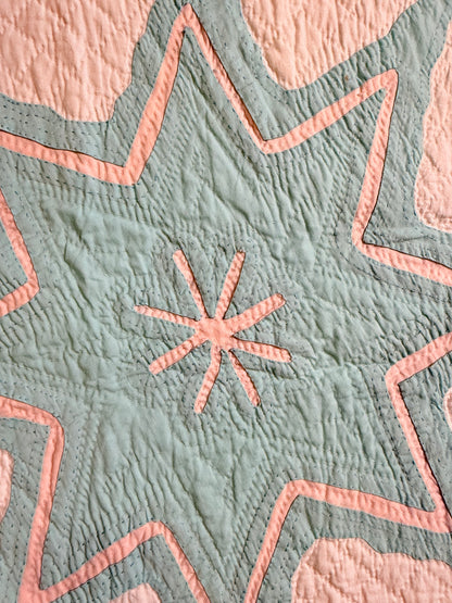 Superb Princess Feather Plumes and Star Appliqué Quilt