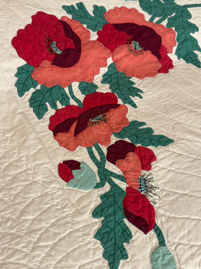 Majestic Poppy Vintage Applique Quilt