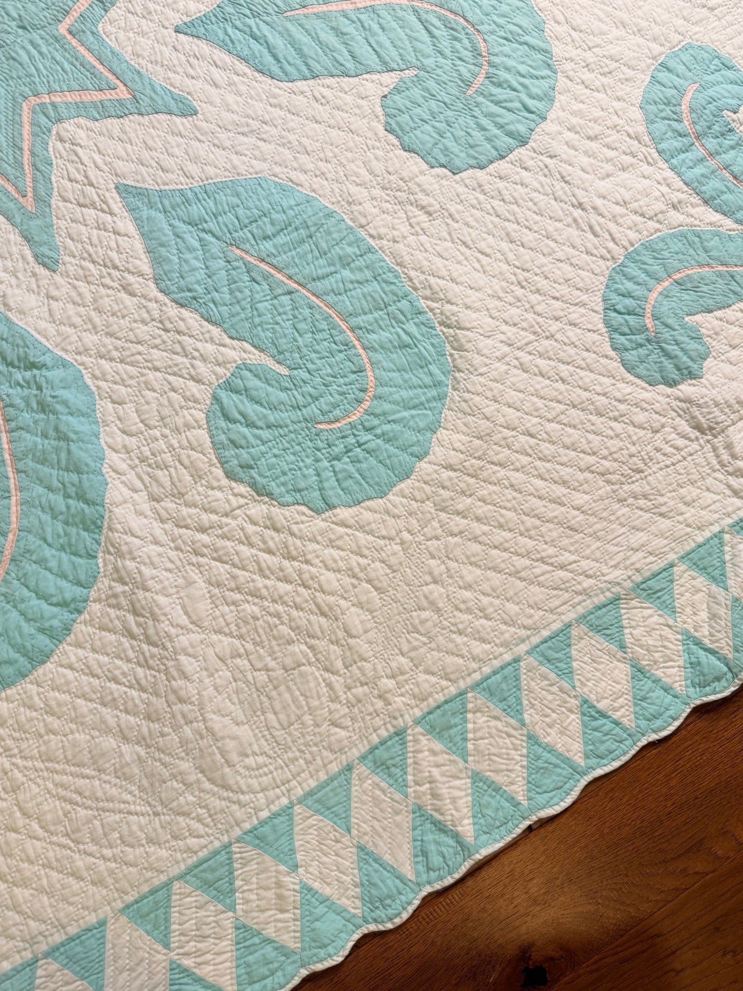 Superb Princess Feather Plumes and Star Appliqué Quilt