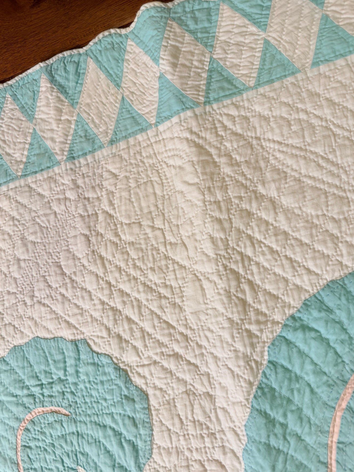Superb Princess Feather Plumes and Star Appliqué Quilt