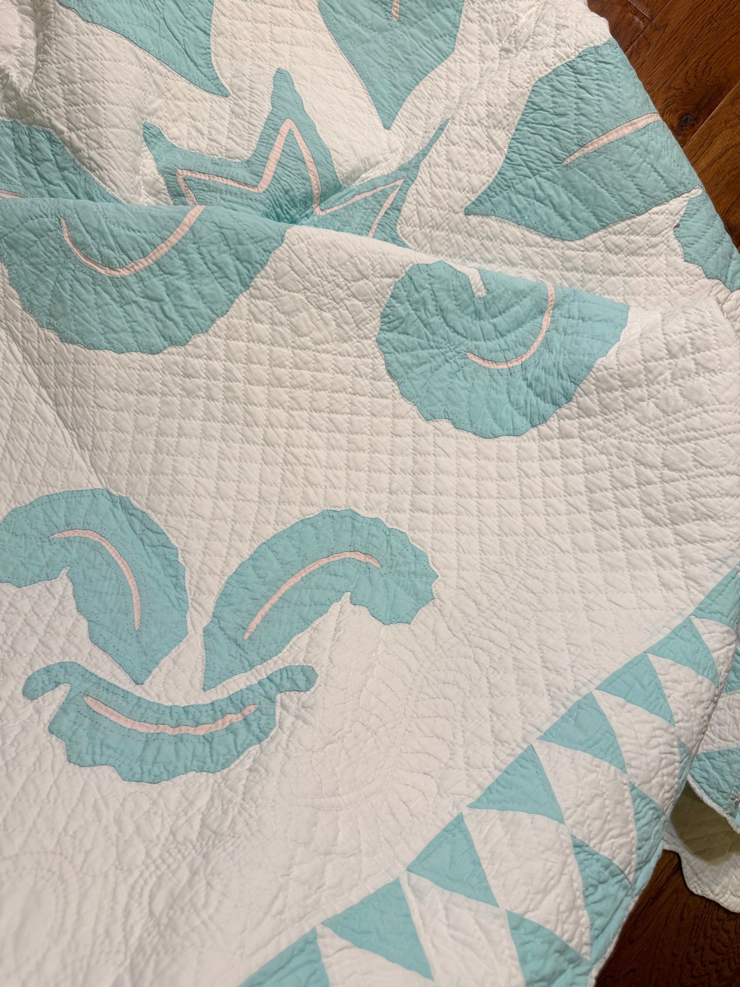 Superb Princess Feather Plumes and Star Appliqué Quilt