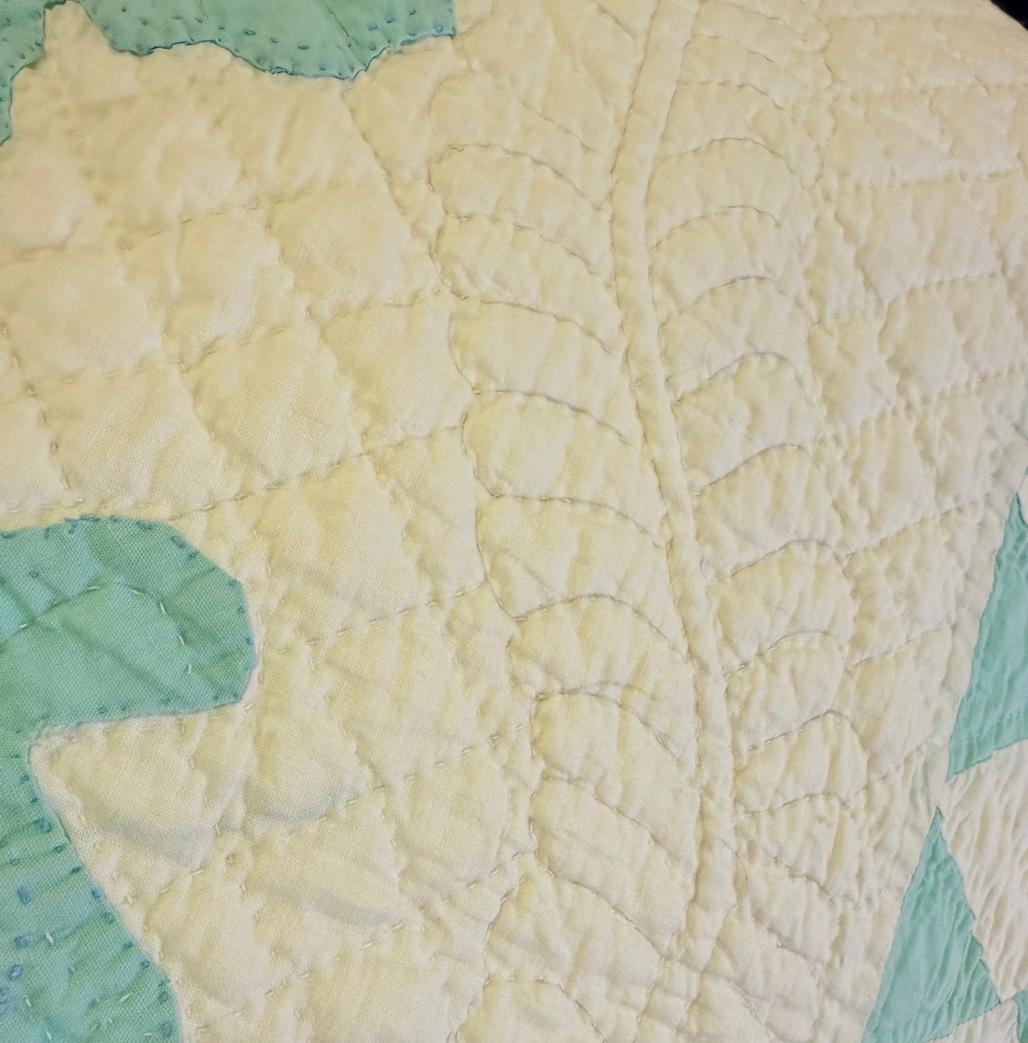Superb Princess Feather Plumes and Star Appliqué Quilt