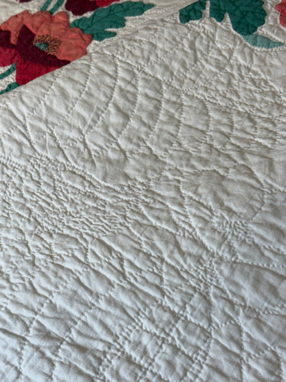 Majestic Poppy Vintage Applique Quilt