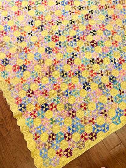 Unique Miniature Hexagonal Stars Pattern Quilt