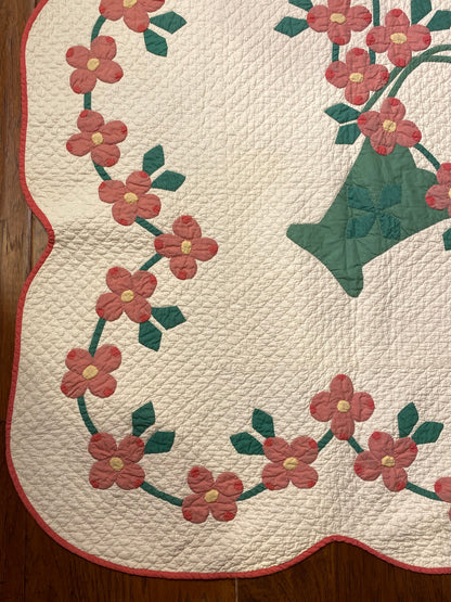 Marie Webster- Pink Dogwood Applique in a Basket Quilt