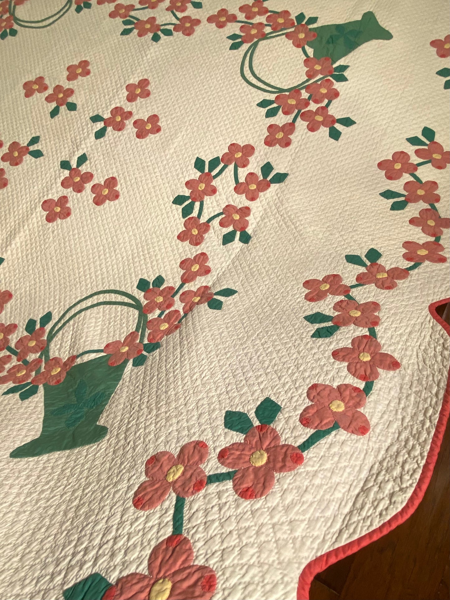 Marie Webster- Pink Dogwood Applique in a Basket Quilt