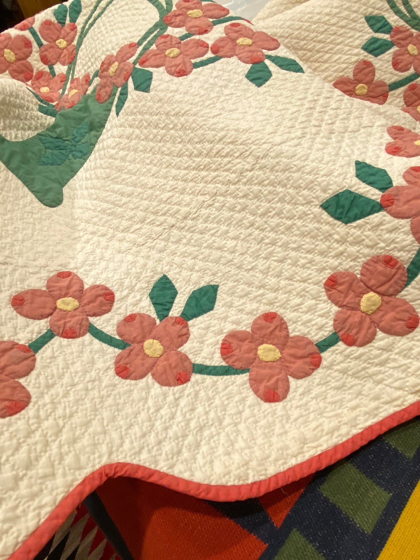 Marie Webster- Pink Dogwood Applique in a Basket Quilt