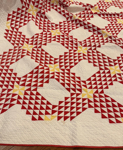 Ocean Waves of Triangles Quilt with Stars-Dated / Signed