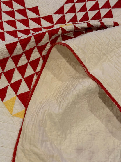 Ocean Waves of Triangles Quilt with Stars-Dated / Signed